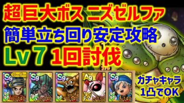 【ドラクエタクト】超巨大ボスバトル 邪神ニズゼルファ シングルバトル Lv7 簡単立ち回りで安定1回討伐！ガチャキャラ1凸でOK！【真・DQ11イベント】